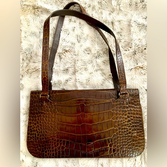 BRUNO MAGLI GORGEOUS CROCODILE DESIGNER PURSE/INTERIOR ZIPPER POCKET/BACK POCKET - Picture 4 of 7
